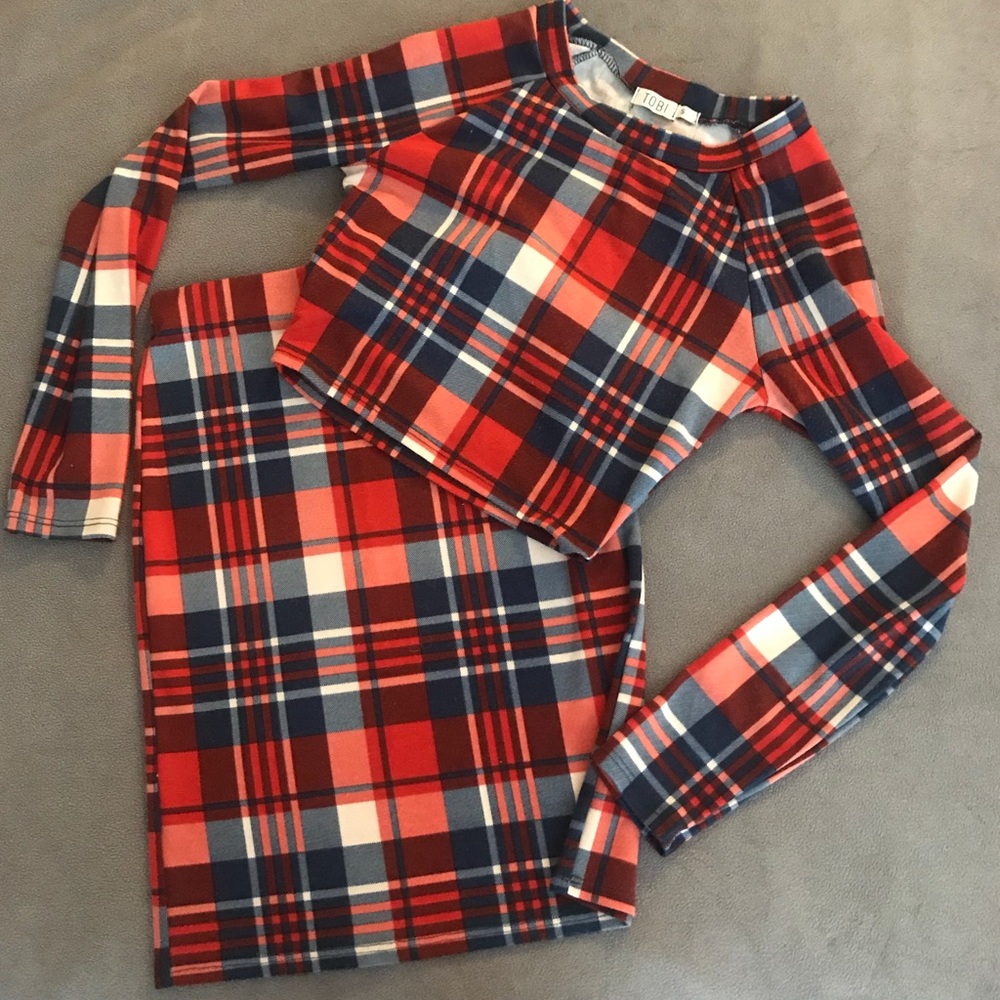 Tobi Tartan Print Two - Piece Set NWOT